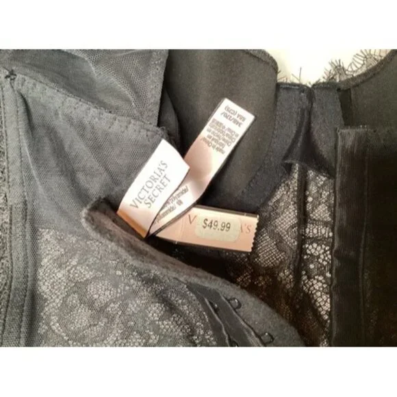 Victoria Secret Black Lingerie One Piece Long Sleeve Body Suit Lace 34b / 170 - Picture 3 of 9